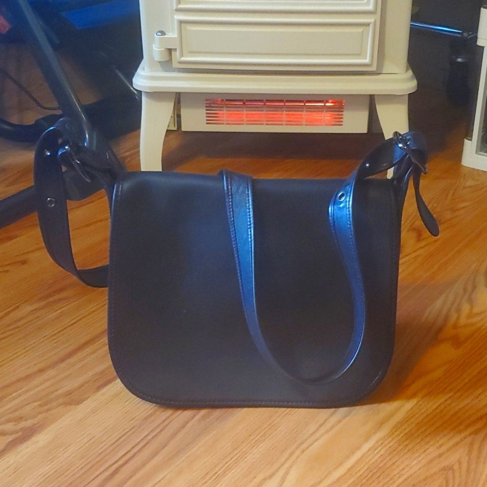 Black leather saddle bag